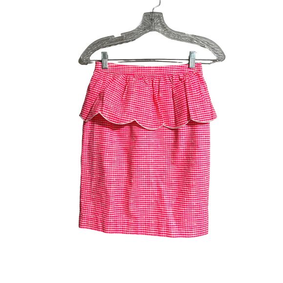 Lilly Pulitzer Thyme Skirt Fiesta Pink Pretty Gingham 0 NWT - Picture 2 of 7